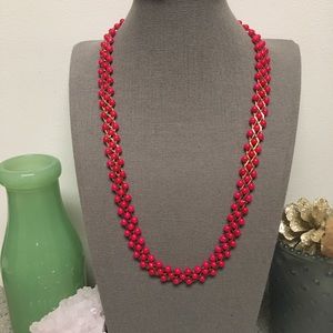 Vintage Red Bead Statement Necklace